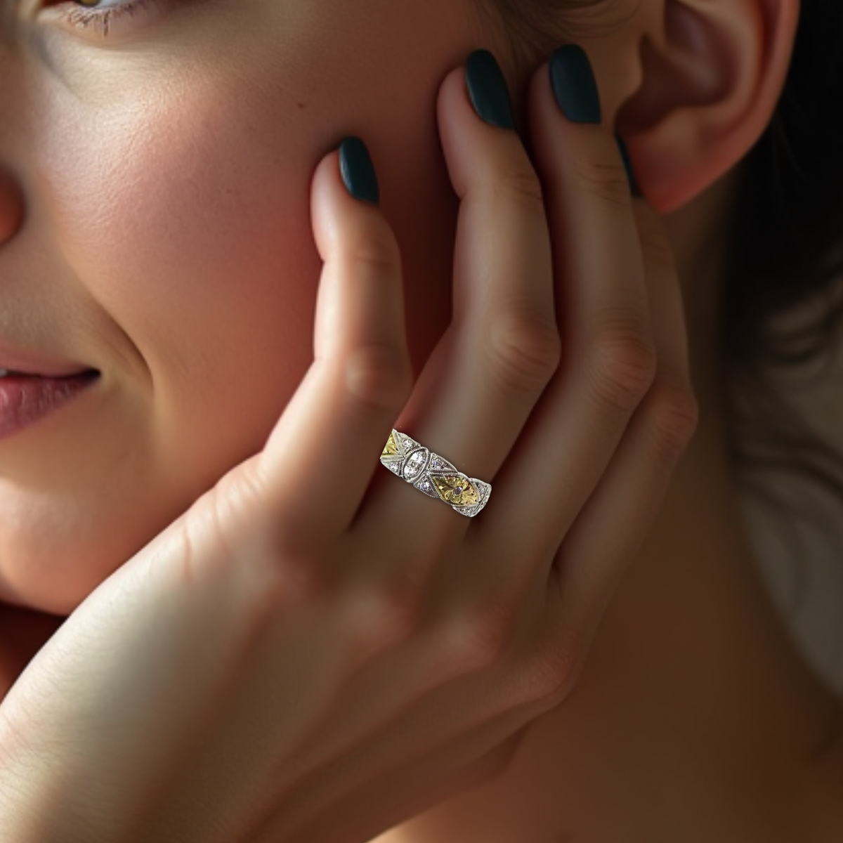 BYZANTINE | Wide Hand-Engraved Diamond Wedding Band | 14K & 18K Gold
