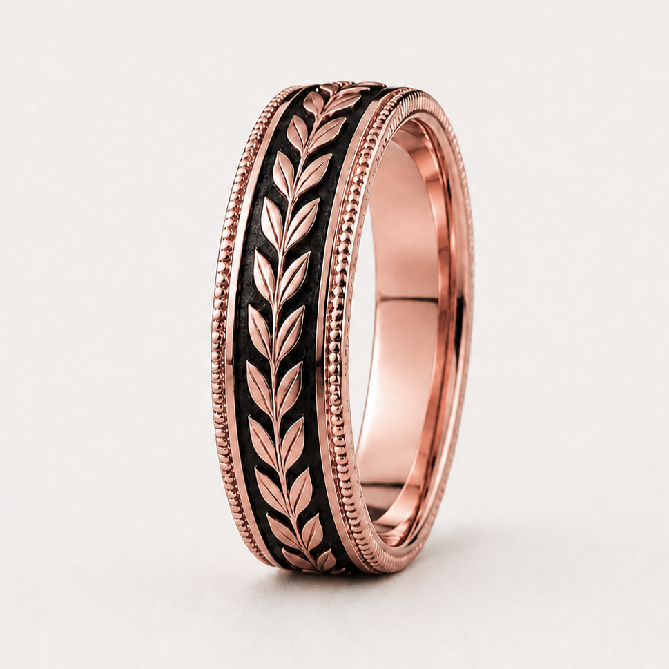 CAESAR | Men's Handcrafted Laurel Wedding Band | 14K & 18K Gold