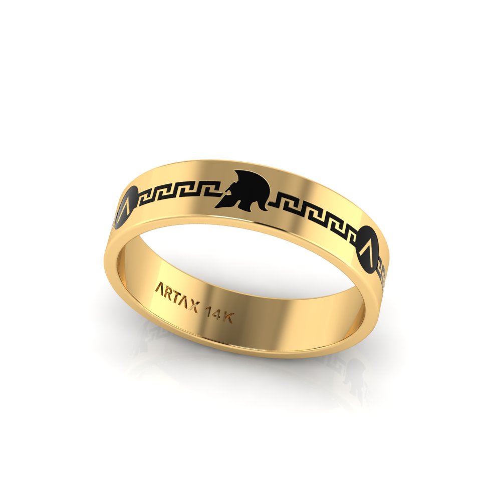 SPARTA I 14K Sparta Shield Helmet Wedding Band