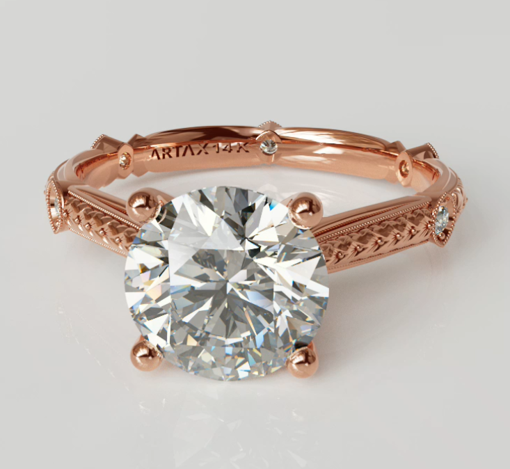 PARIS-E | 14K Hand-Engraved Diamond Engagement Ring