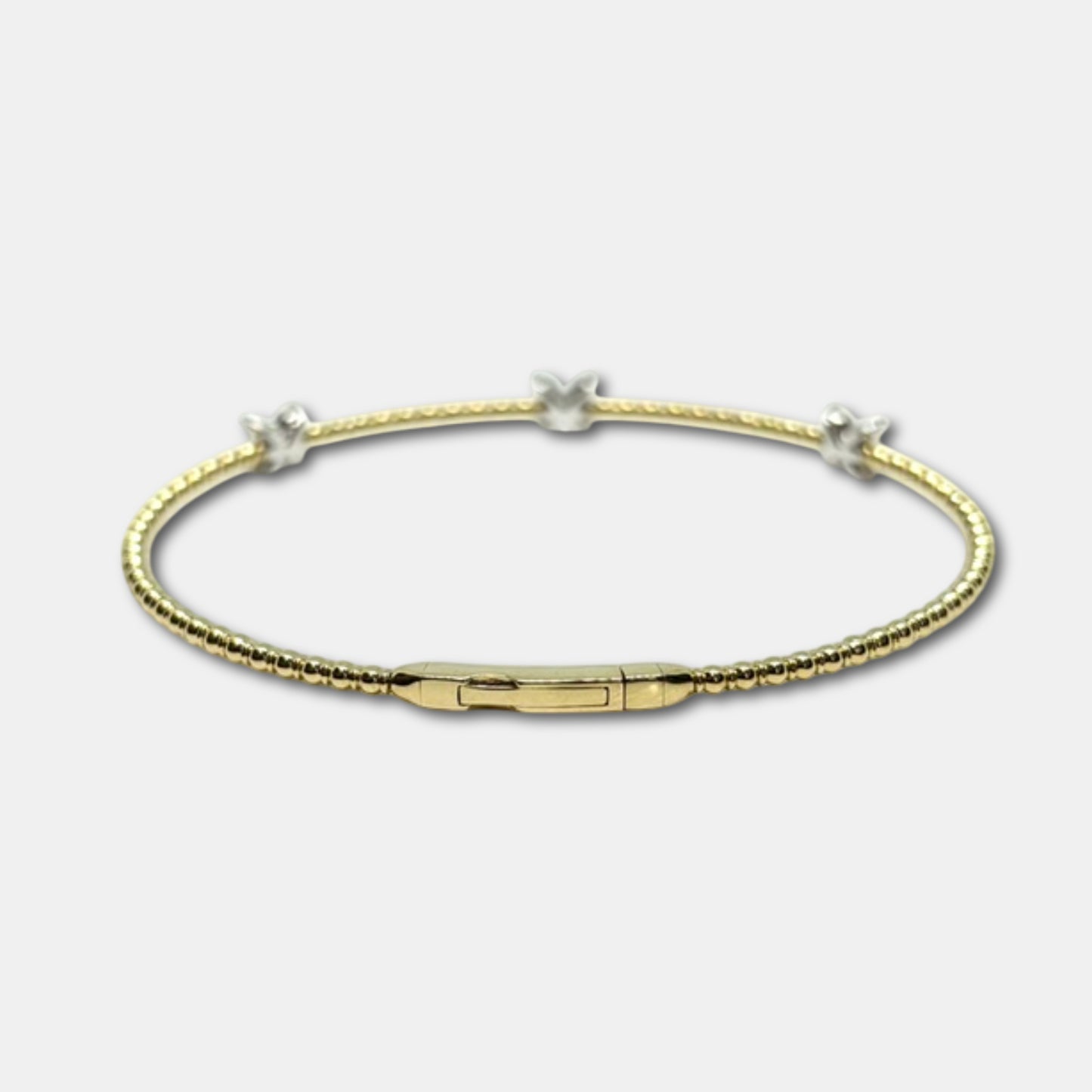 14K Two-Tone 0.35 Ct Diamond Flexible Dangle Bracelet, Handmade in Italy
