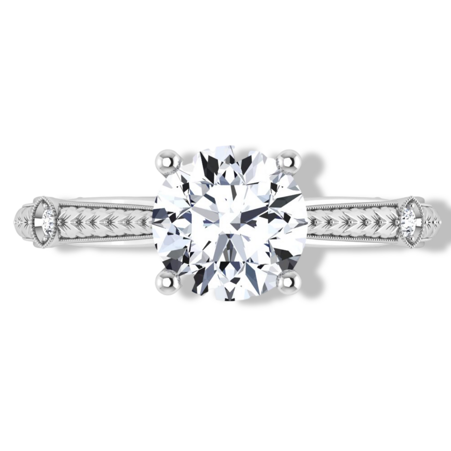 PARIS-E | 14K Hand-Engraved Diamond Engagement Ring