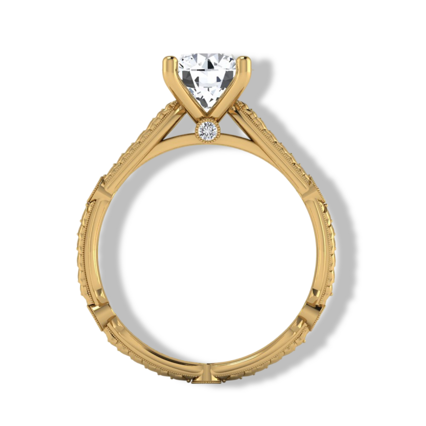 PARIS-E | 14K Hand-Engraved Diamond Engagement Ring