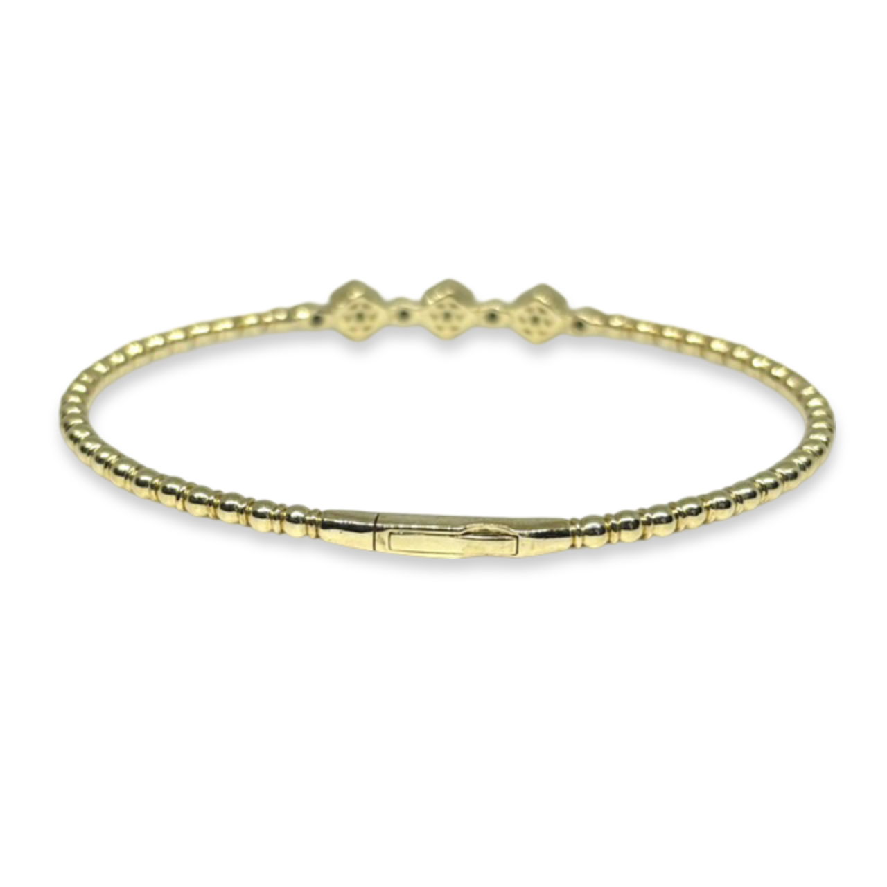 0.55 Ct. Handmade Flexible Diamond Bangle Bracelet, 14k Yellow Gold. Made in Italy