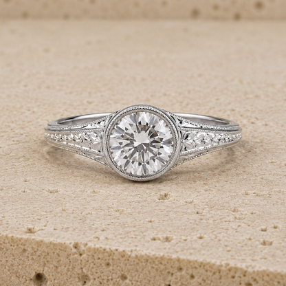DUOMO | Vintage Hand-Engraved Engagement Ring | 14K & 18K Gold | Setting Only