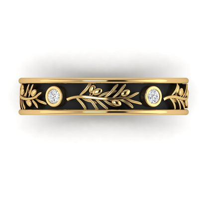 OLIVIA | 14K Olive Branch Diamond Wedding Ring