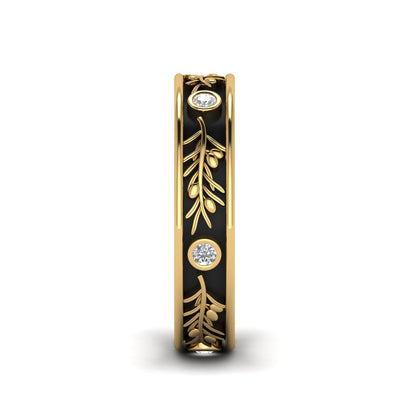 OLIVIA | 14K Olive Branch Diamond Wedding Ring