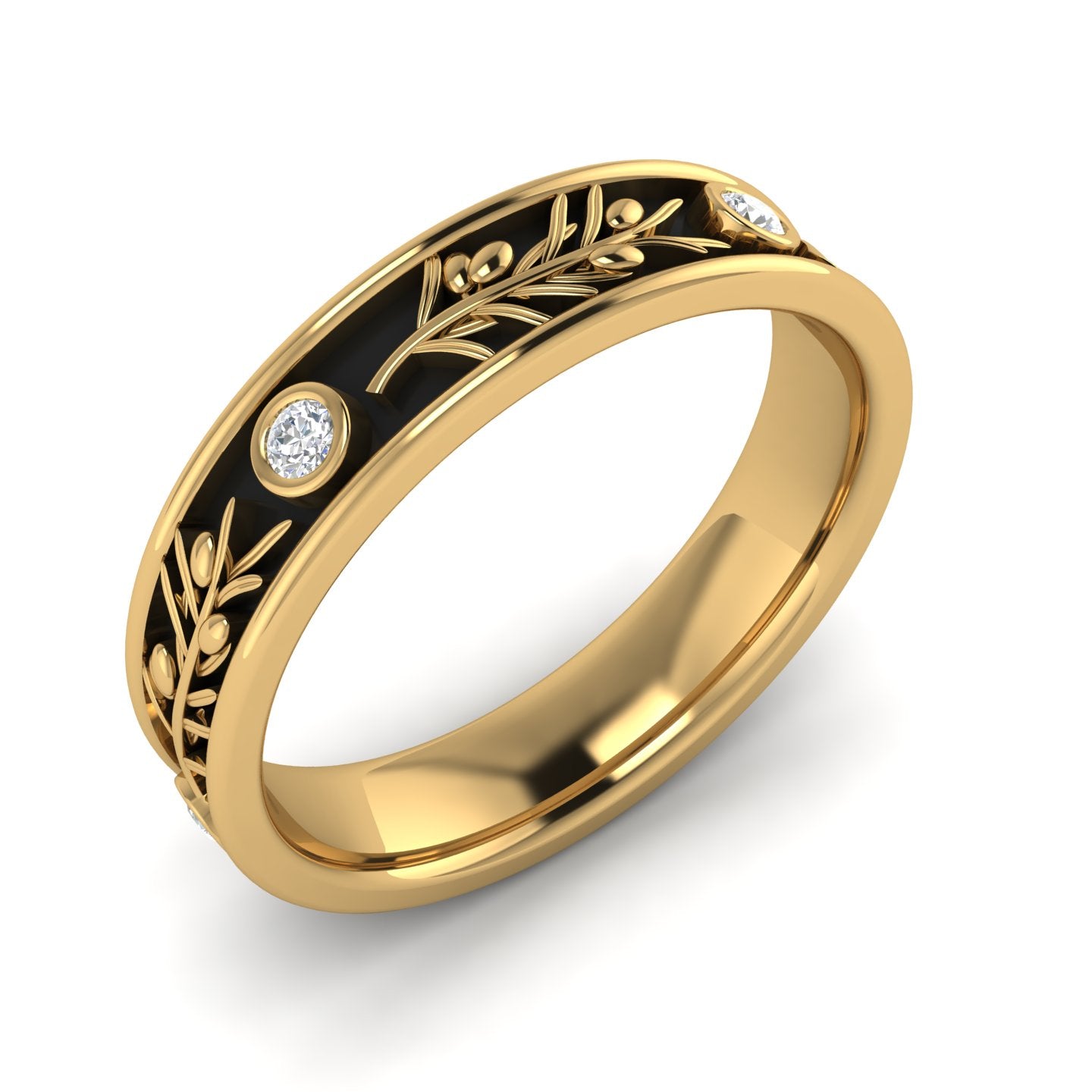 OLIVIA | 14K Olive Branch Diamond Wedding Ring