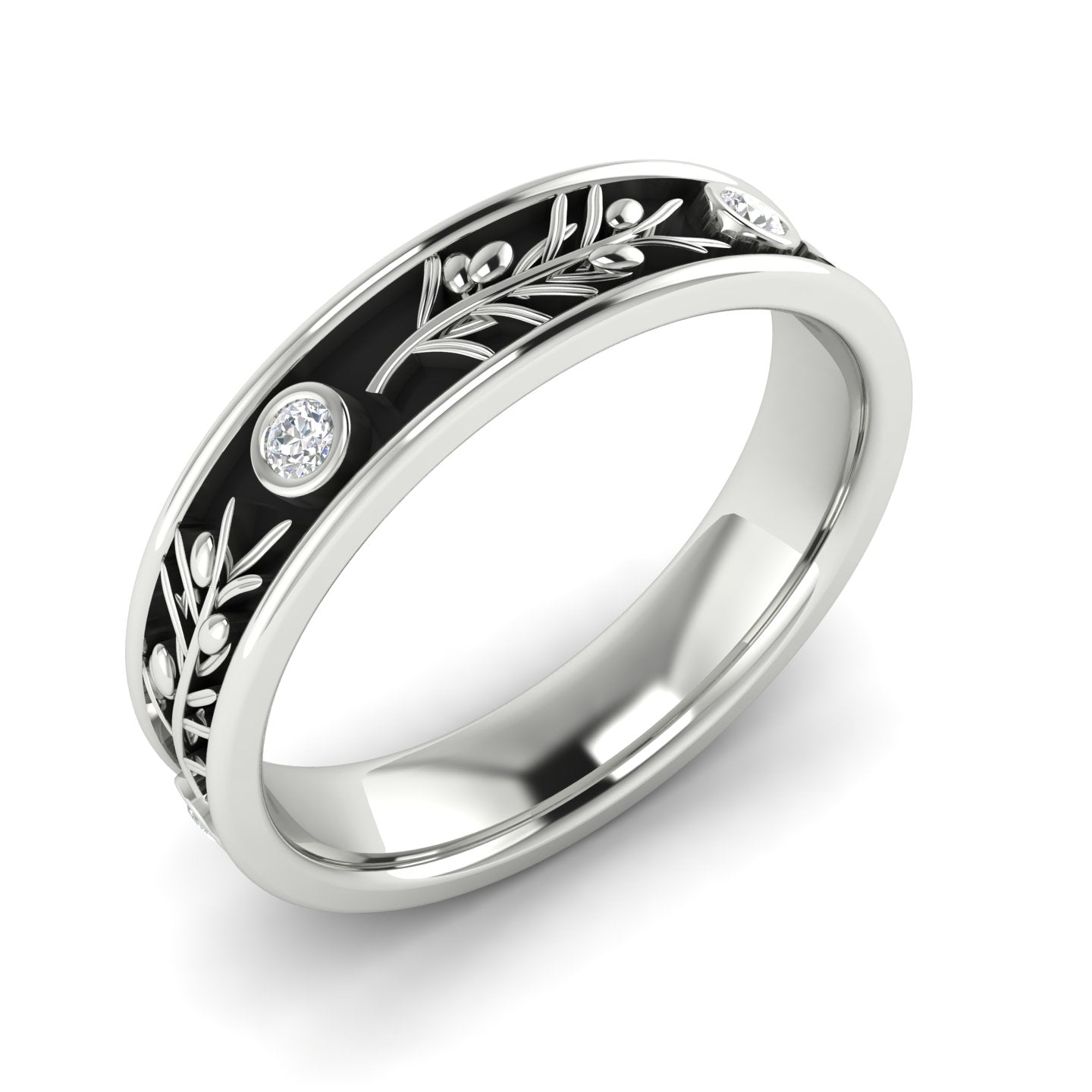 OLIVIA | 14K Olive Branch Diamond Wedding Ring