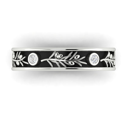 OLIVIA | 14K Olive Branch Diamond Wedding Ring