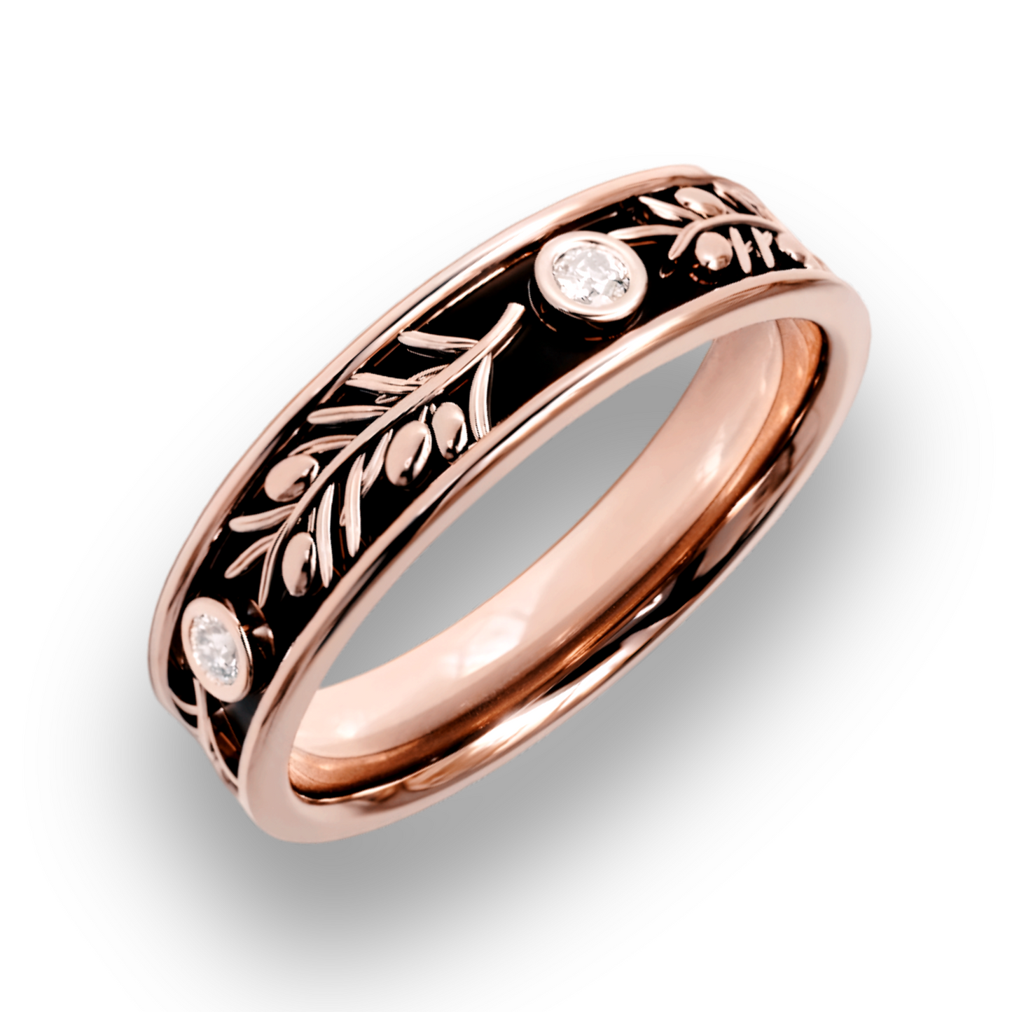 OLIVIA | 14K Olive Branch Diamond Wedding Ring