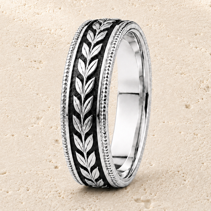 CAESAR | Men's Handcrafted Laurel Wedding Band | 14K & 18K Gold