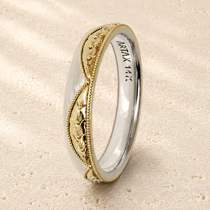 VERONA | Vintage Hand-Engraved Wedding Band | 14K & 18K Gold