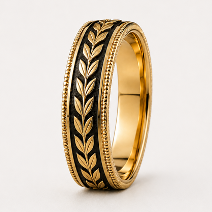 CAESAR | Men's Handcrafted Laurel Wedding Band | 14K & 18K Gold