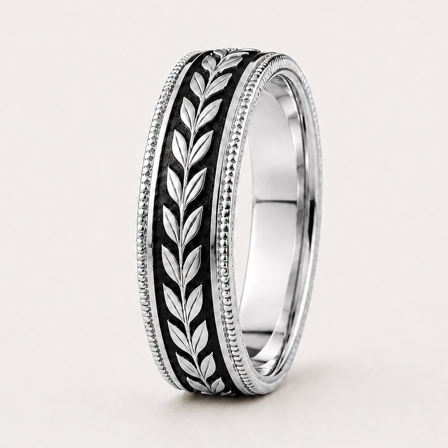 CAESAR | Men's Handcrafted Laurel Wedding Band | 14K & 18K Gold