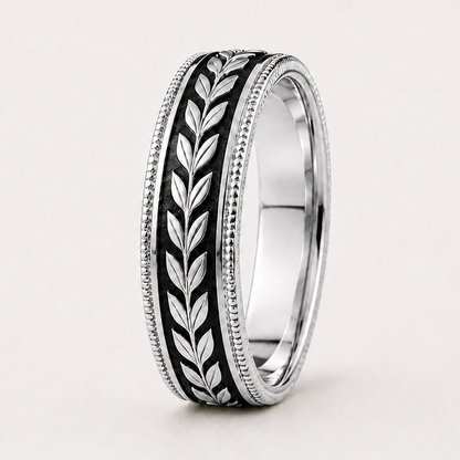 CAESAR | Men's Handcrafted Laurel Wedding Band | 14K & 18K Gold
