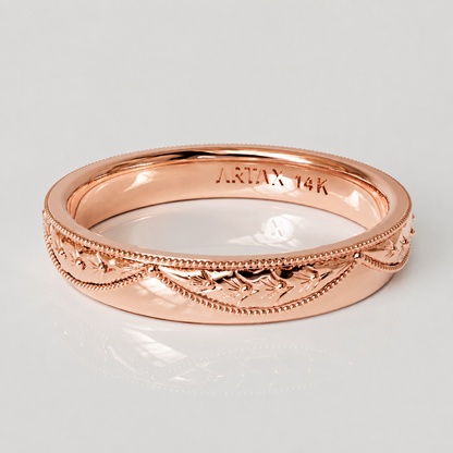 VERONA | Vintage Hand-Engraved Wedding Band | 14K & 18K Gold