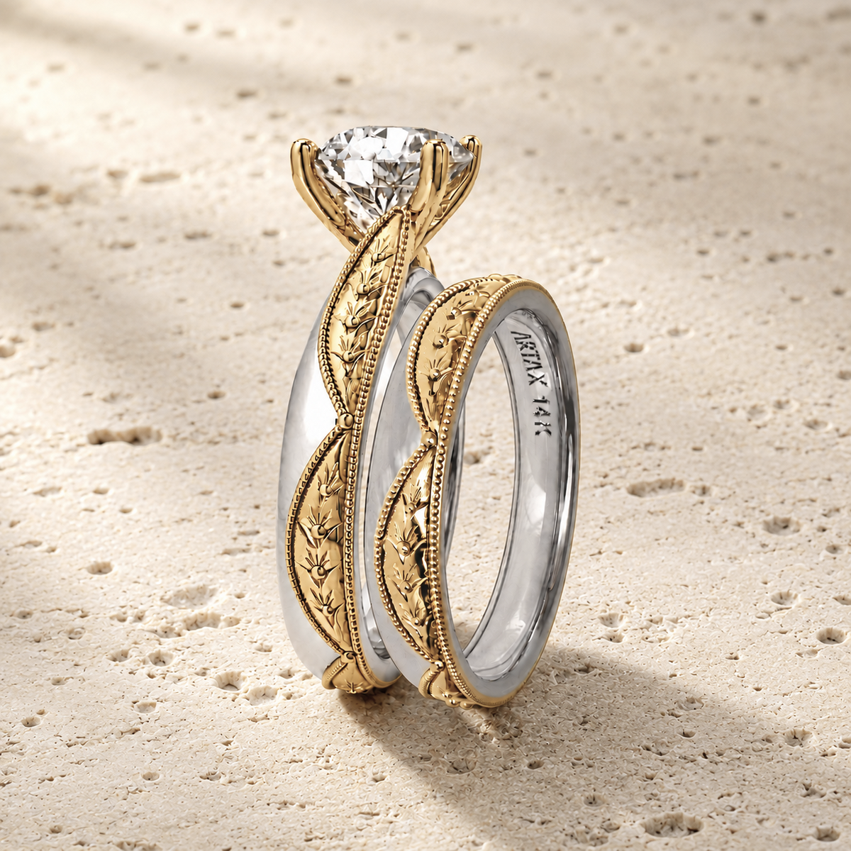 VERONA | Vintage Hand-Engraved Wedding Band | 14K & 18K Gold