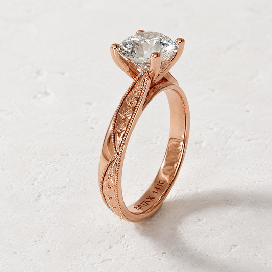 VERONA | Hand-Engraved Engagement Ring | 14K Gold
