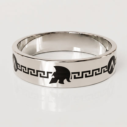 SPARTA | Men's Handcrafted Greek Key Wedding Band | 14K & 18K Gold