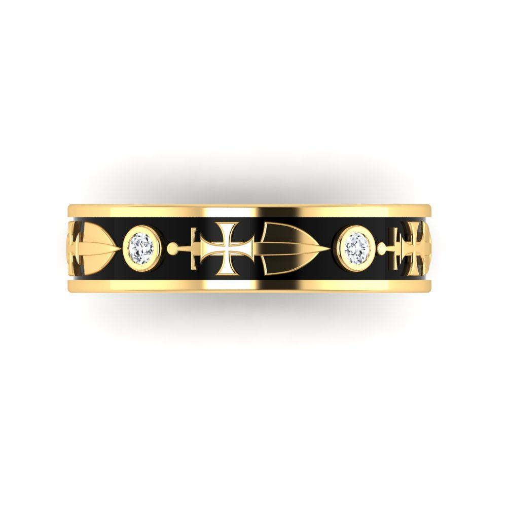 RECONQUISTA | 14K Cross & Sword Diamond Wedding Band