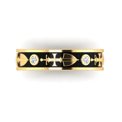 RECONQUISTA | 14K Cross & Sword Diamond Wedding Band