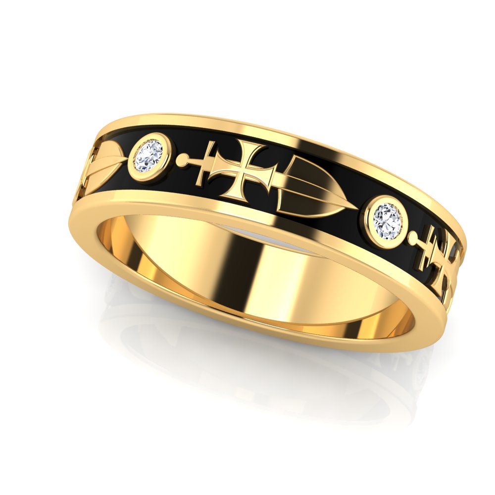 RECONQUISTA | 14K Cross & Sword Diamond Wedding Band