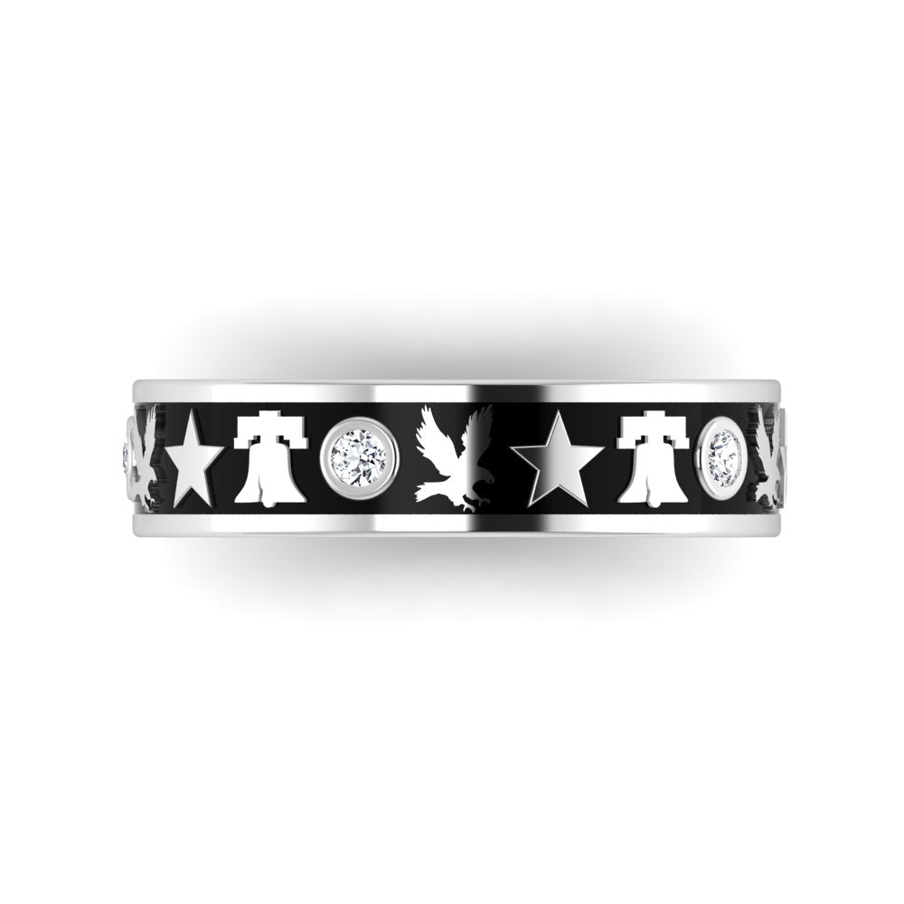 AMERICANA | 14K American Patriot Wedding Band, Index Ring