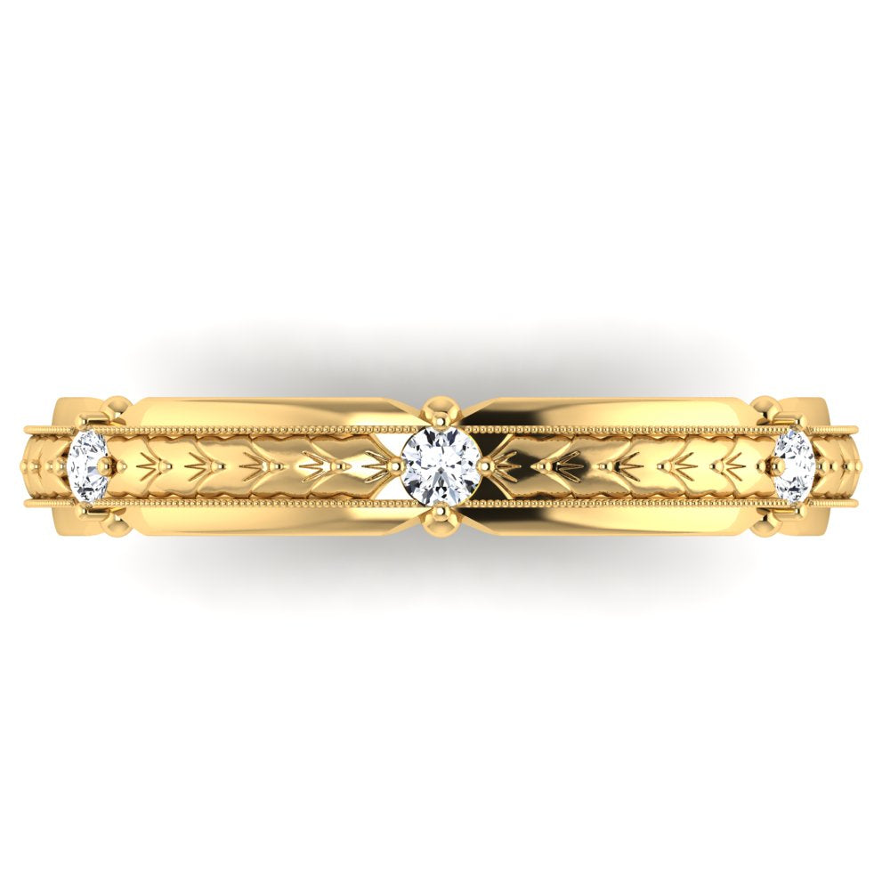 ROME. 14K Hand-Engraved Double-Level Diamond Wedding Band