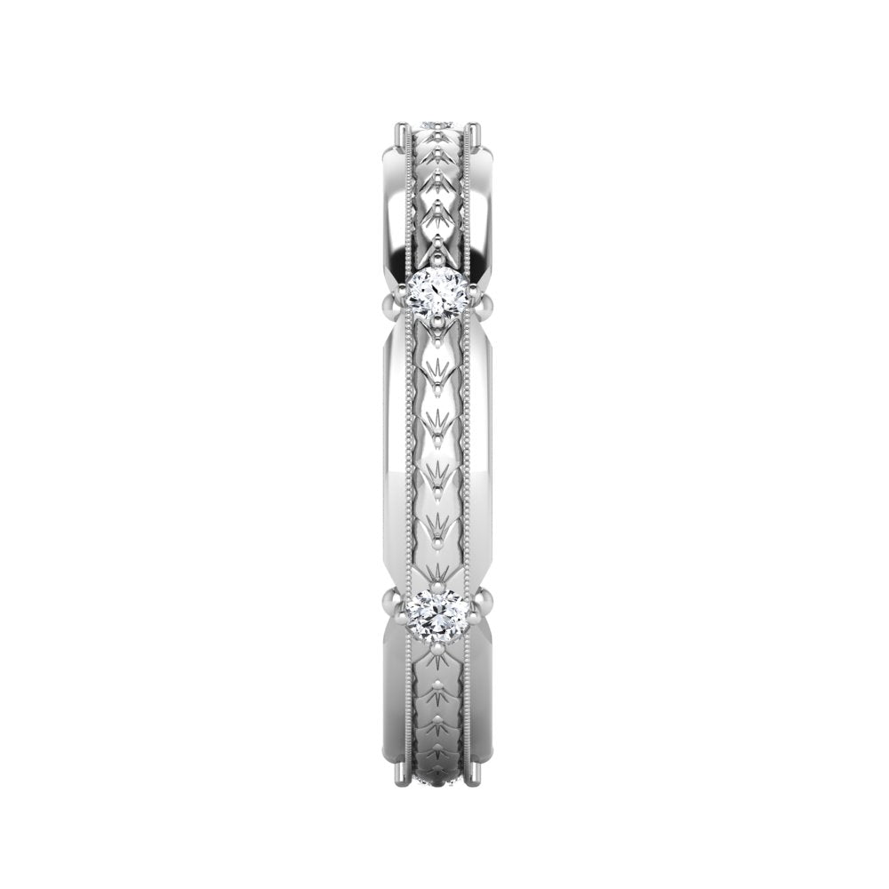 ROME. 14K Hand-Engraved Double-Level Diamond Wedding Band