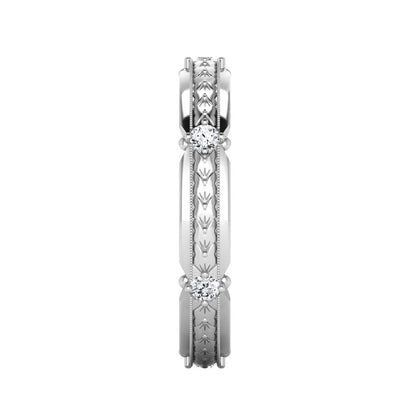 ROME. 14K Hand-Engraved Double-Level Diamond Wedding Band