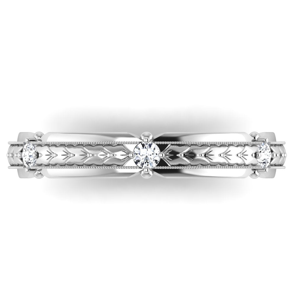 ROME. 14K Hand-Engraved Double-Level Diamond Wedding Band
