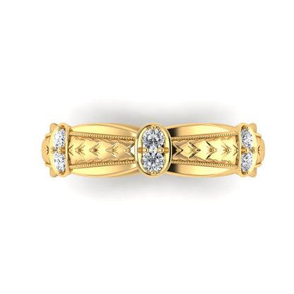 LOUVRE | 14K Hand-Engraved Double-Level Diamond Ring