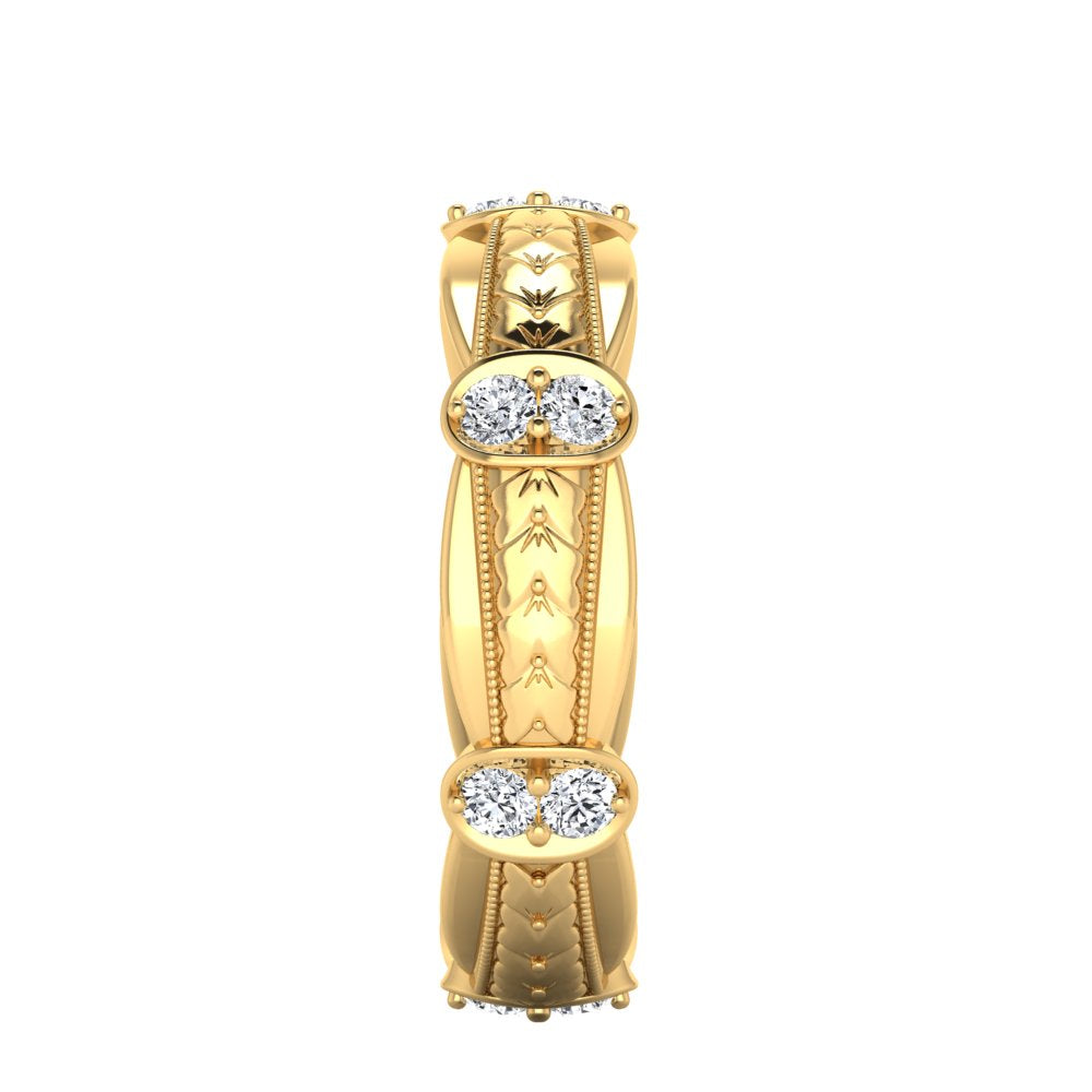 LOUVRE | 14K Hand-Engraved Double-Level Diamond Ring