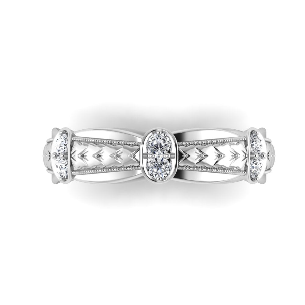 LOUVRE | 14K Hand-Engraved Double-Level Diamond Ring