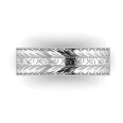 MAGNA | 14K Unisex All-around Hand-carved Wedding Ring
