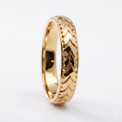 LAUREL | Men's Hand-Cut Wedding Band | 14K Gold