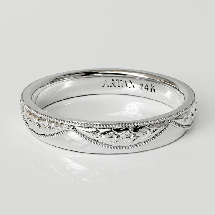VERONA | Vintage Hand-Engraved Wedding Band | 14K & 18K Gold