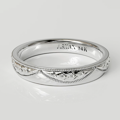 VERONA | Vintage Hand-Engraved Wedding Band | 14K & 18K Gold