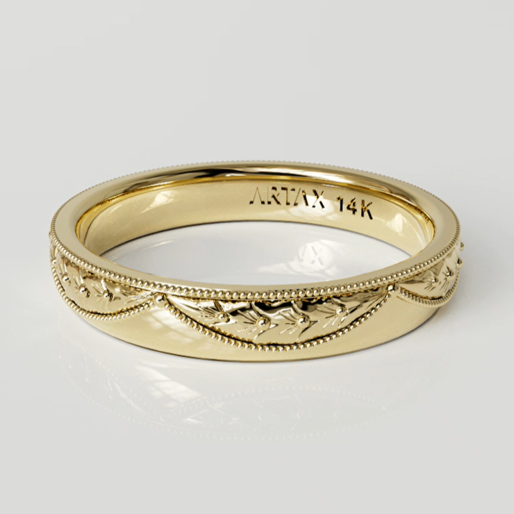 VERONA | Vintage Hand-Engraved Wedding Band | 14K & 18K Gold