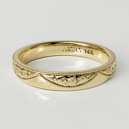 VERONA | Vintage Hand-Engraved Wedding Band | 14K & 18K Gold