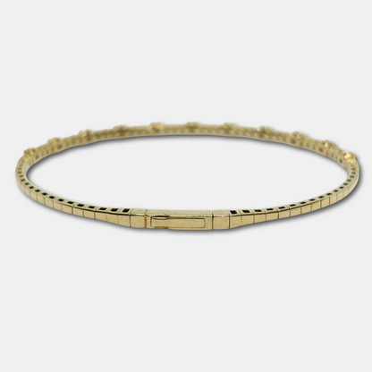 14K Yellow Gold 0.52 Ct Diamond and 0.63 Ct Ruby Flexible Dangle Bracelet, Handmade in Italy