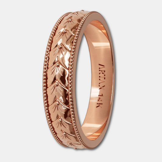 VINTAGE | 14K Wheat Hand-Carved Wedding Band