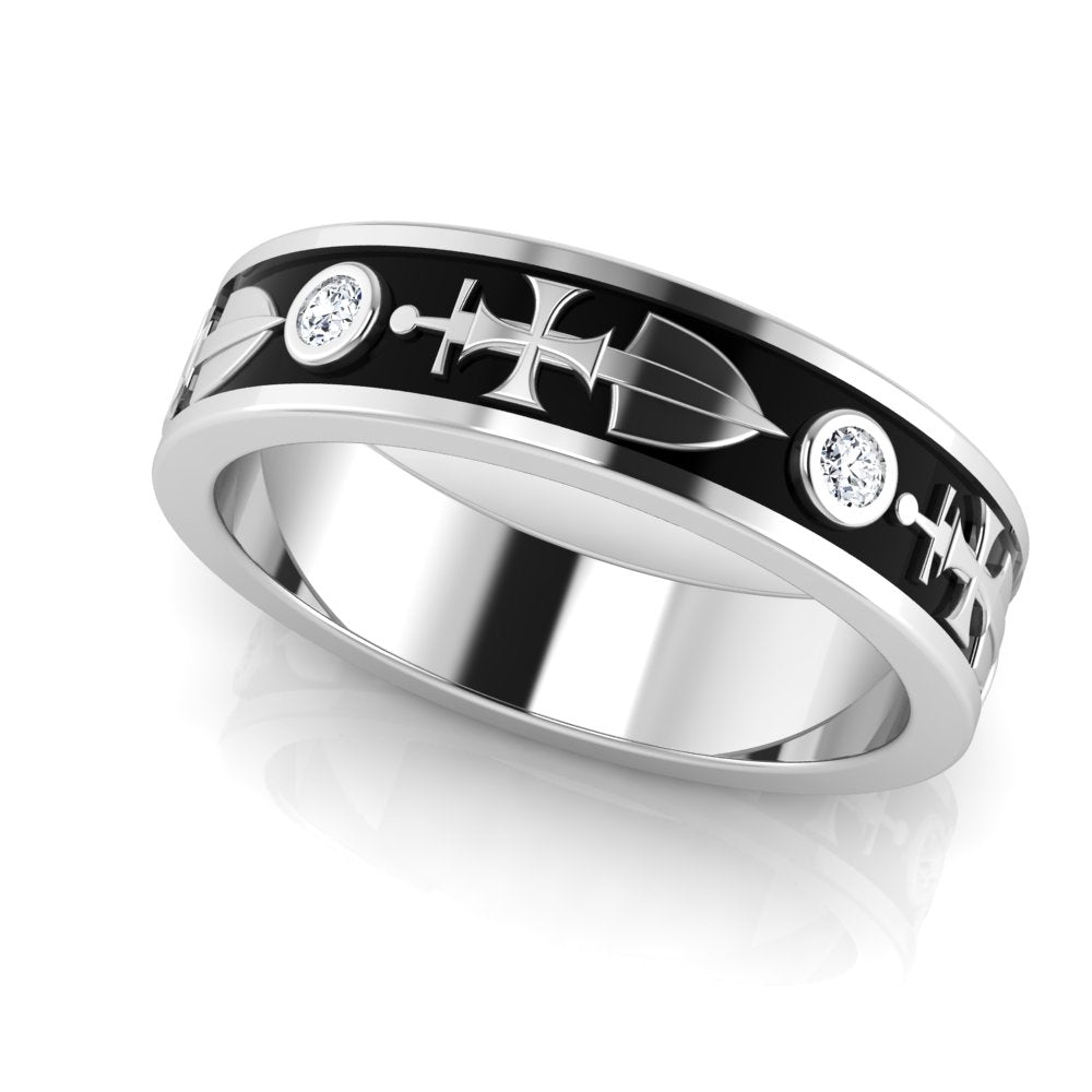 RECONQUISTA | 14K Cross & Sword Diamond Wedding Band