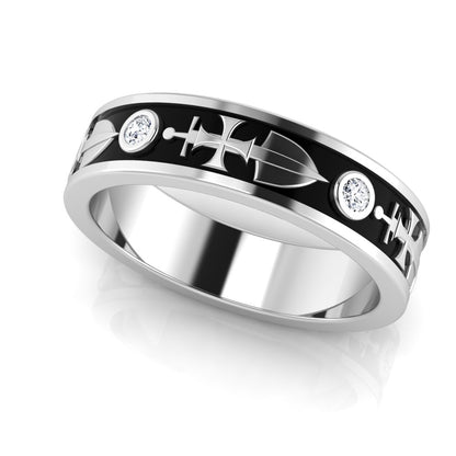 RECONQUISTA | 14K Cross & Sword Diamond Wedding Band