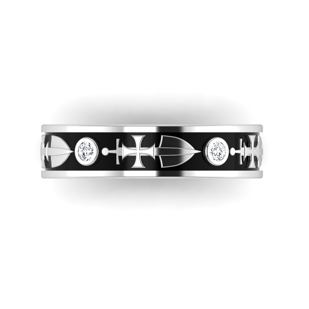 RECONQUISTA | 14K Cross & Sword Diamond Wedding Band