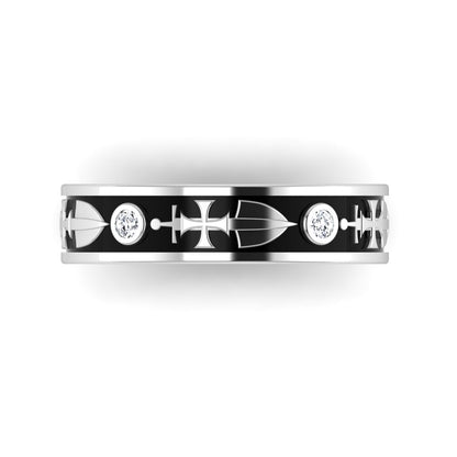 RECONQUISTA | 14K Cross & Sword Diamond Wedding Band