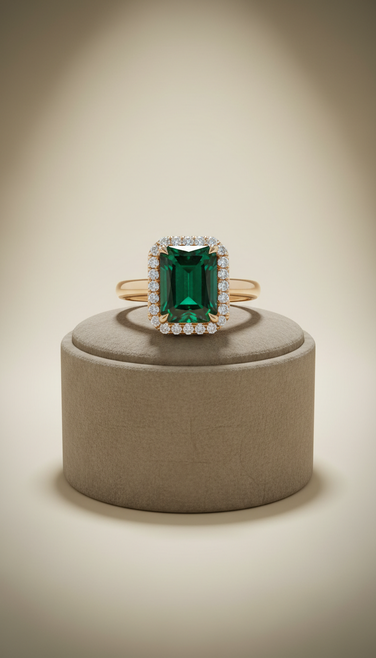 Champagne Gold Emerald Ring