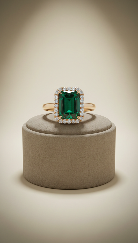 Champagne Gold Emerald Ring
