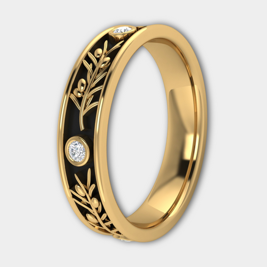 AURELIA | 14K Olive Branch Diamond Wedding Ring
